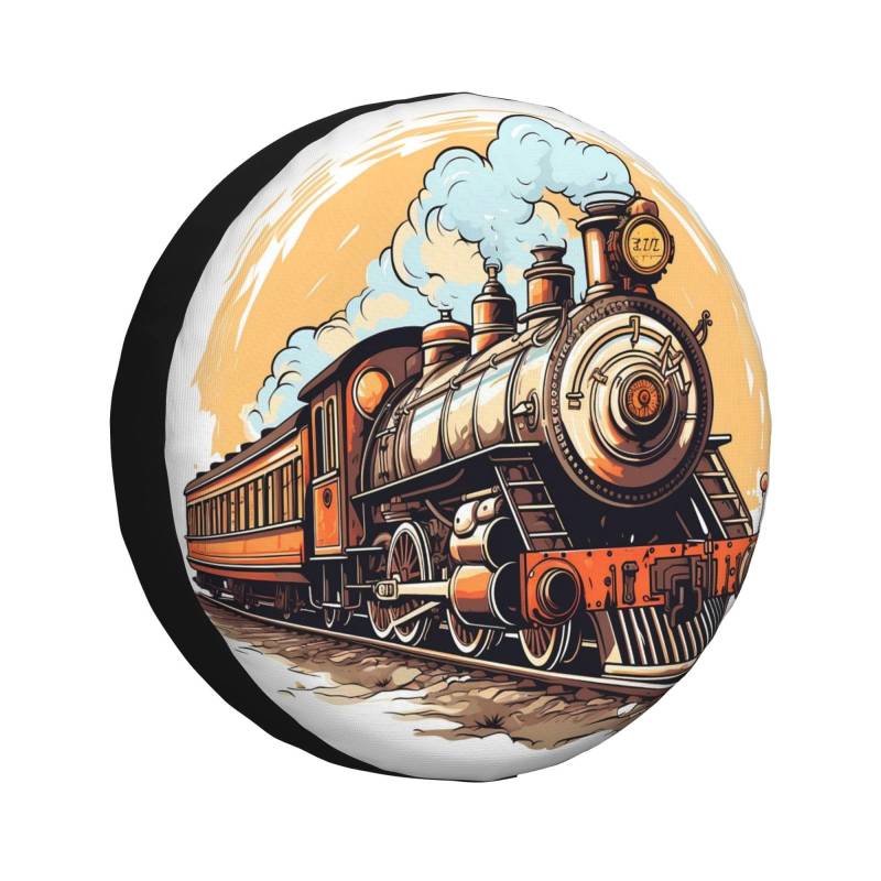 Generic Dampflokomotive Transport Reserverad Abdeckung Wetterfest UV-beständig Universal Radschutz für SUV RV LKW Anhänger Camper, Zug Rad Reifenabdeckung 43,2 cm von Generisch