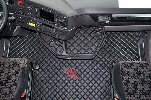 Generic Fußmatten passend für Scania S - schwenkbarer Beifahrersitz - Schwarz/Rot von Generisch