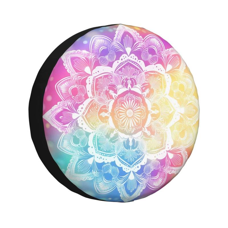 Generic Mandala Floral Ethnic Spare Tire Cover, Weatherproof UV Resistant Universal Wheel Protector for SUV RV Truck Trailer Camper, Flower Rainbow Wheel Tire Cover 14 Inch von Generisch