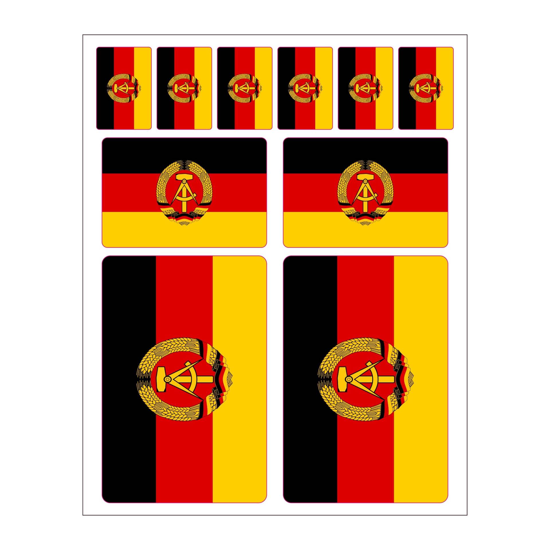 Generisch 10 Stück Flaggen Aufkleber DDR Set | Sticker Autoaufkleber von Generisch