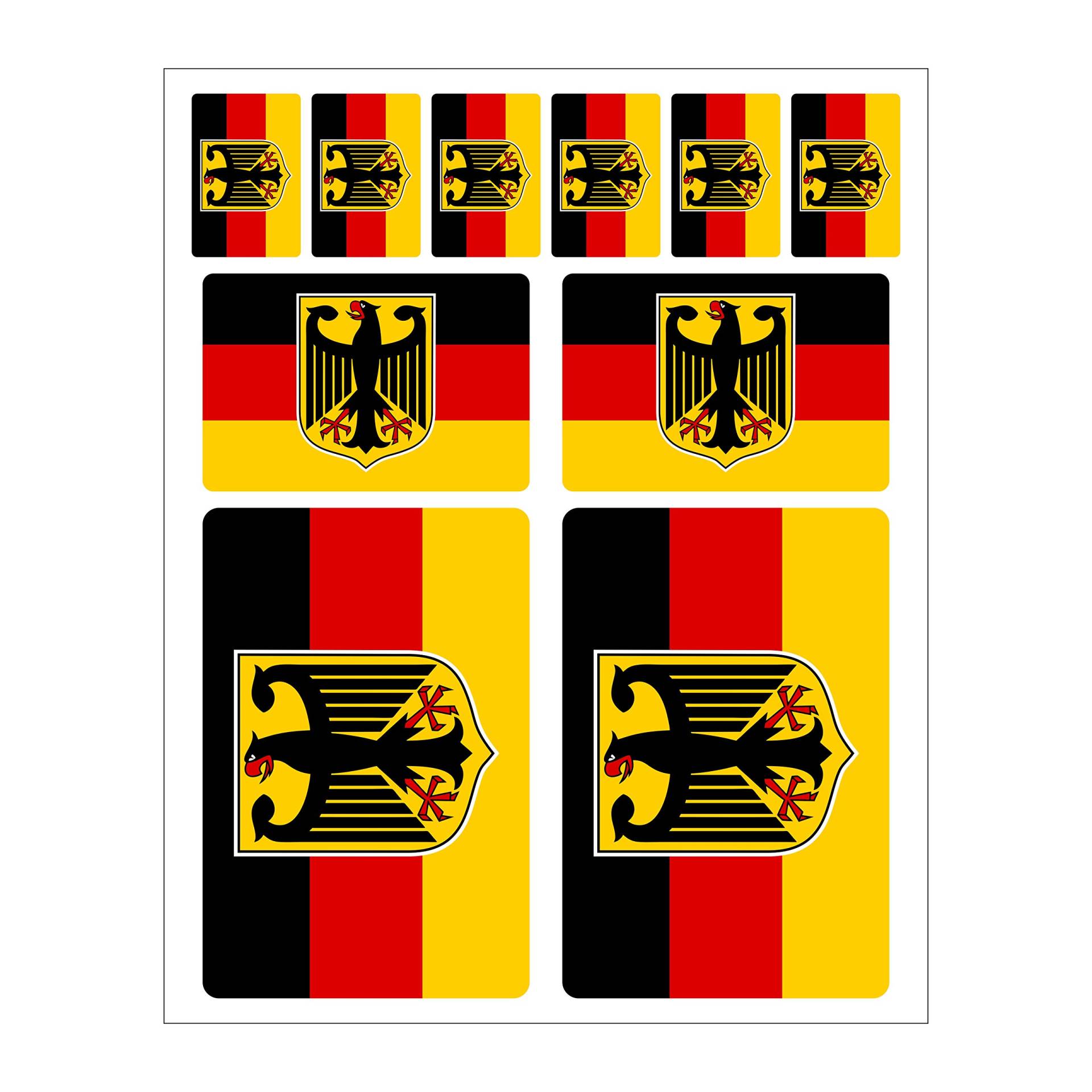 Generisch 10 Stück Flaggen Aufkleber Deutschland Bundesadler Set | Sticker Germany Adler BRD Autoaufkleber von Generisch