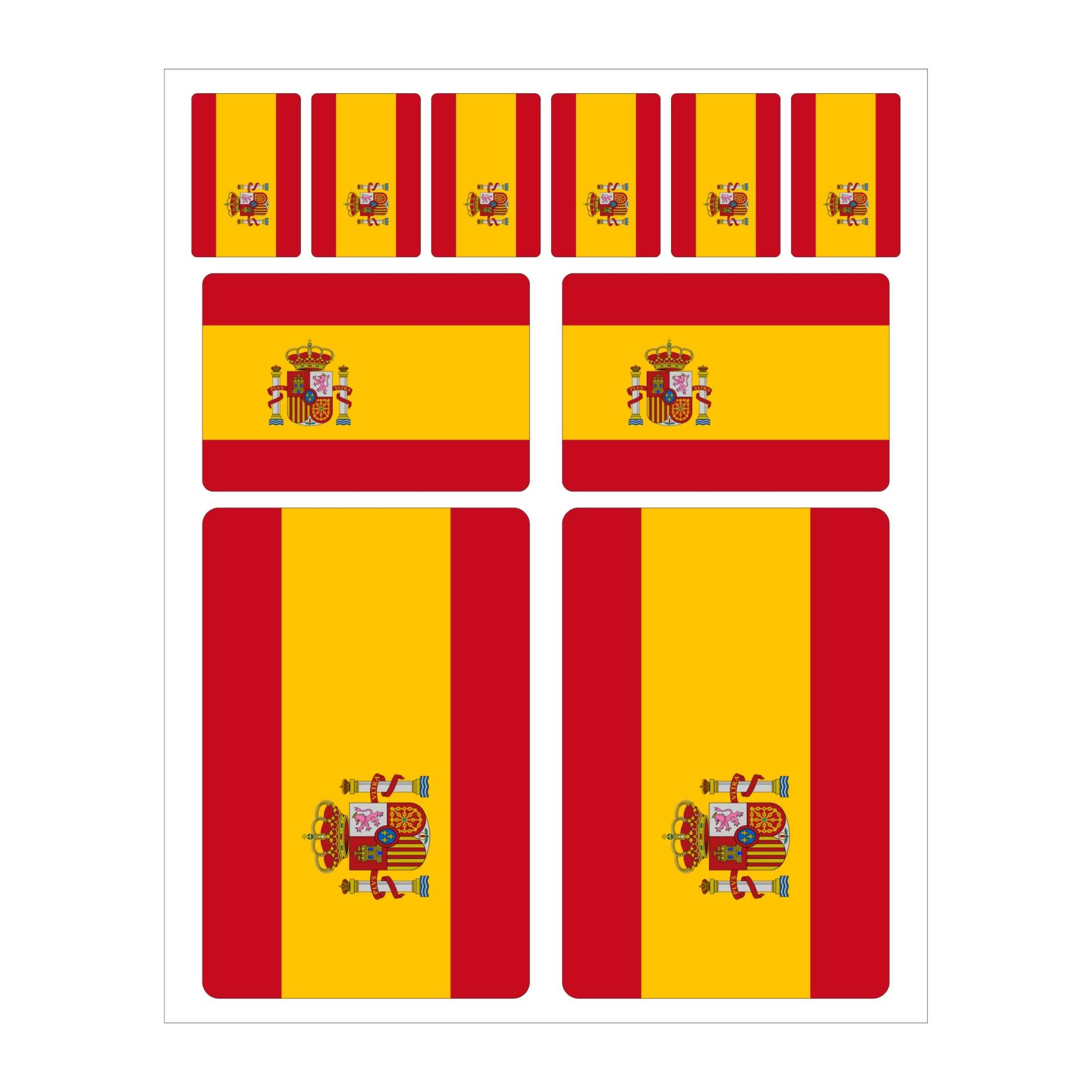 Generisch 10 Stück Flaggen Aufkleber Spanien Set | Sticker Spain Autoaufkleber von Generisch