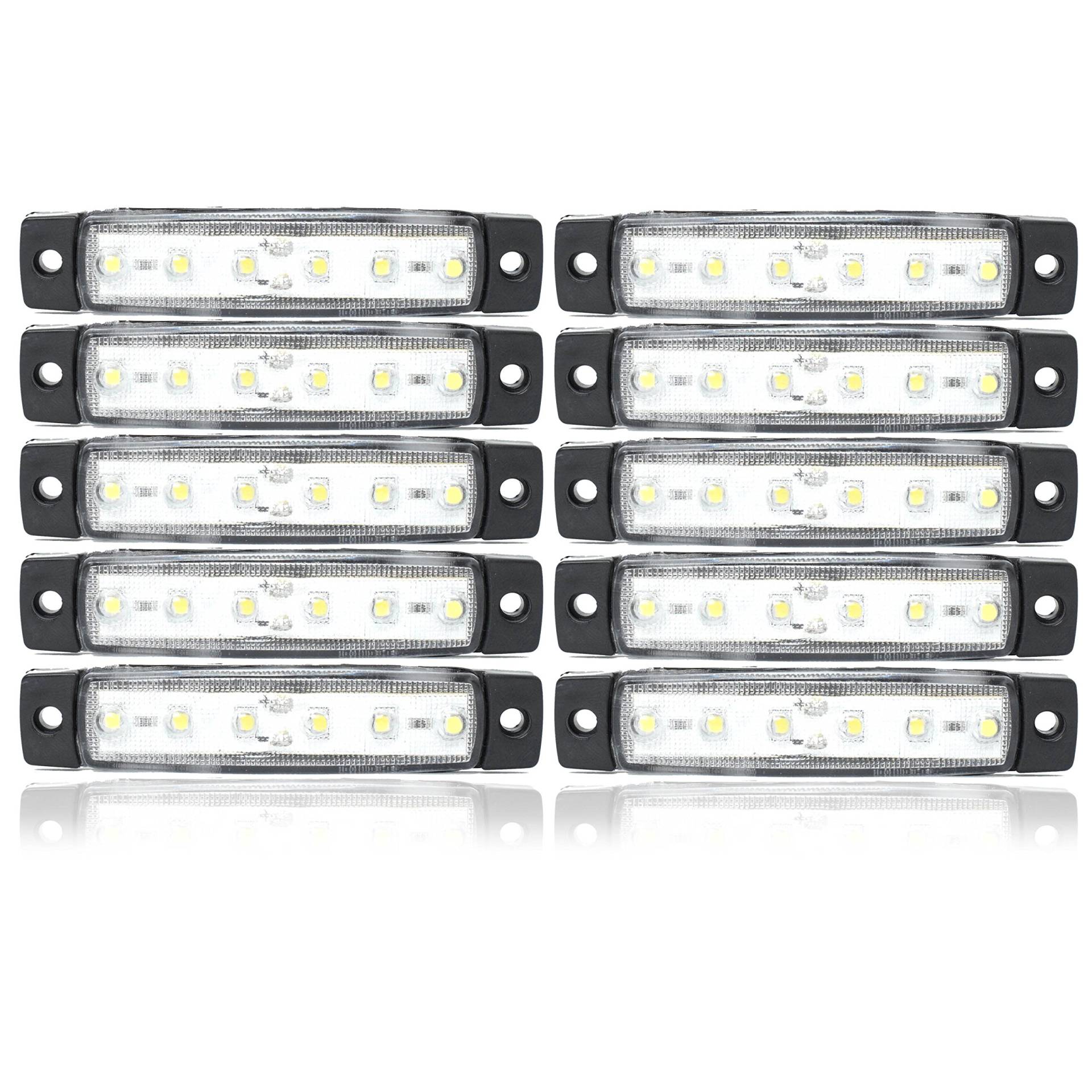 Generisch 10X 6-LED Weiß Begrenzungsleuchte Seitenmarkierungs Licht Universal für LKW Positionsleuchte von Generisch