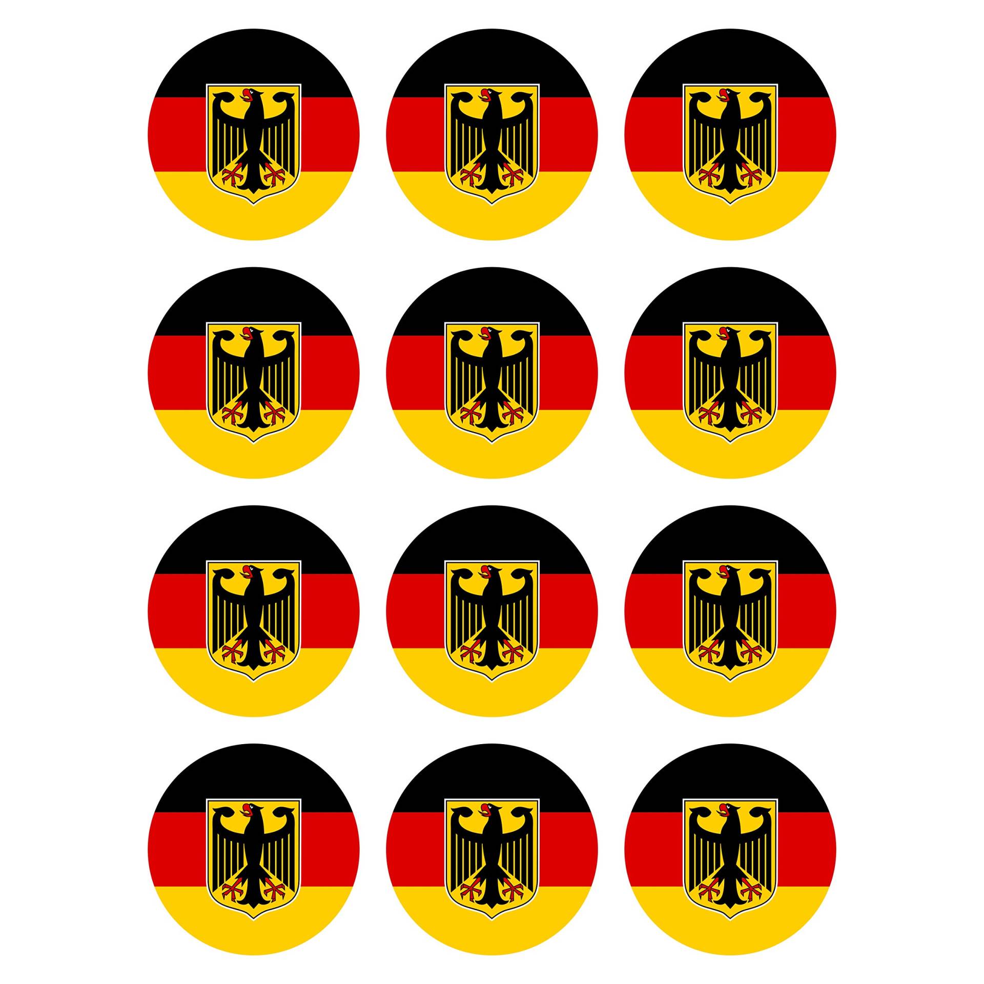 Generisch 12 Stück Aufkleber Bundesadler Deutschland Flagge Rund 4 cm | Germany Flag | wetterfest & UV Schutz | Set von Generisch