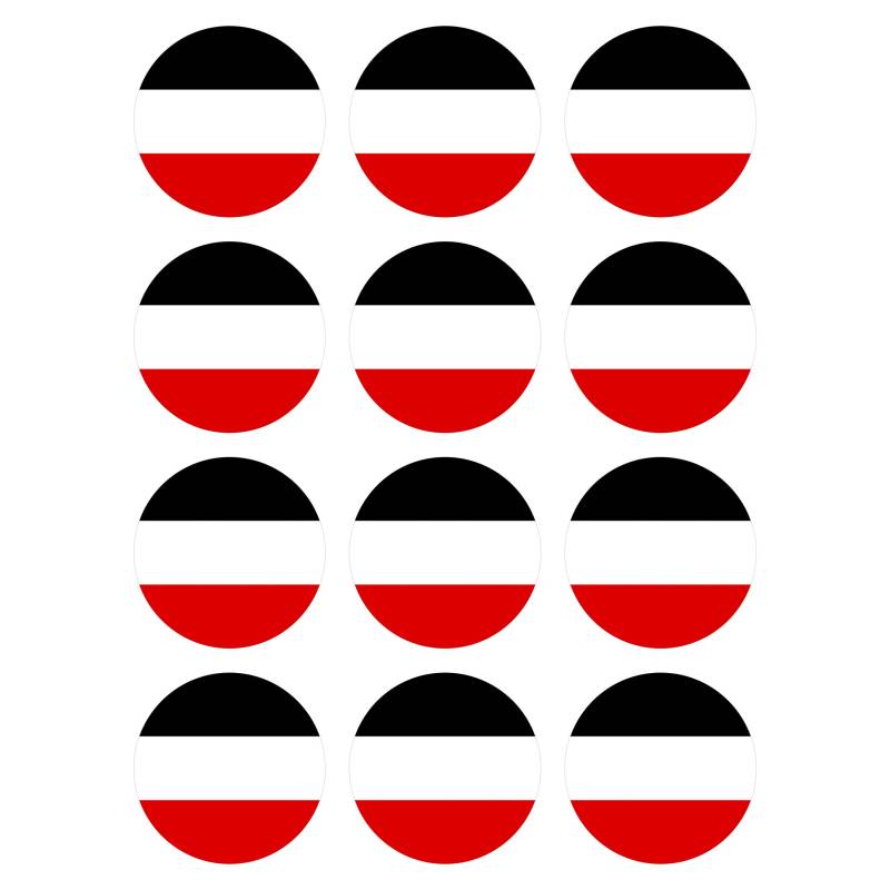 Generisch 12 Stück Aufkleber Deutsches Kaiserreich Reich Flagge Rund 4 cm | Germany Flag | wetterfest & UV Schutz | Set von PGONA