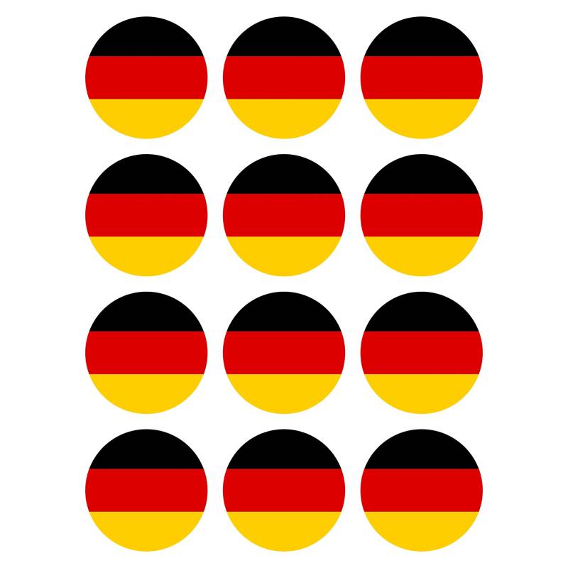 Generisch 12 Stück Aufkleber Deutschland Flagge Rund 4 cm | Germany Flag | wetterfest & UV Schutz | Set von PGONA