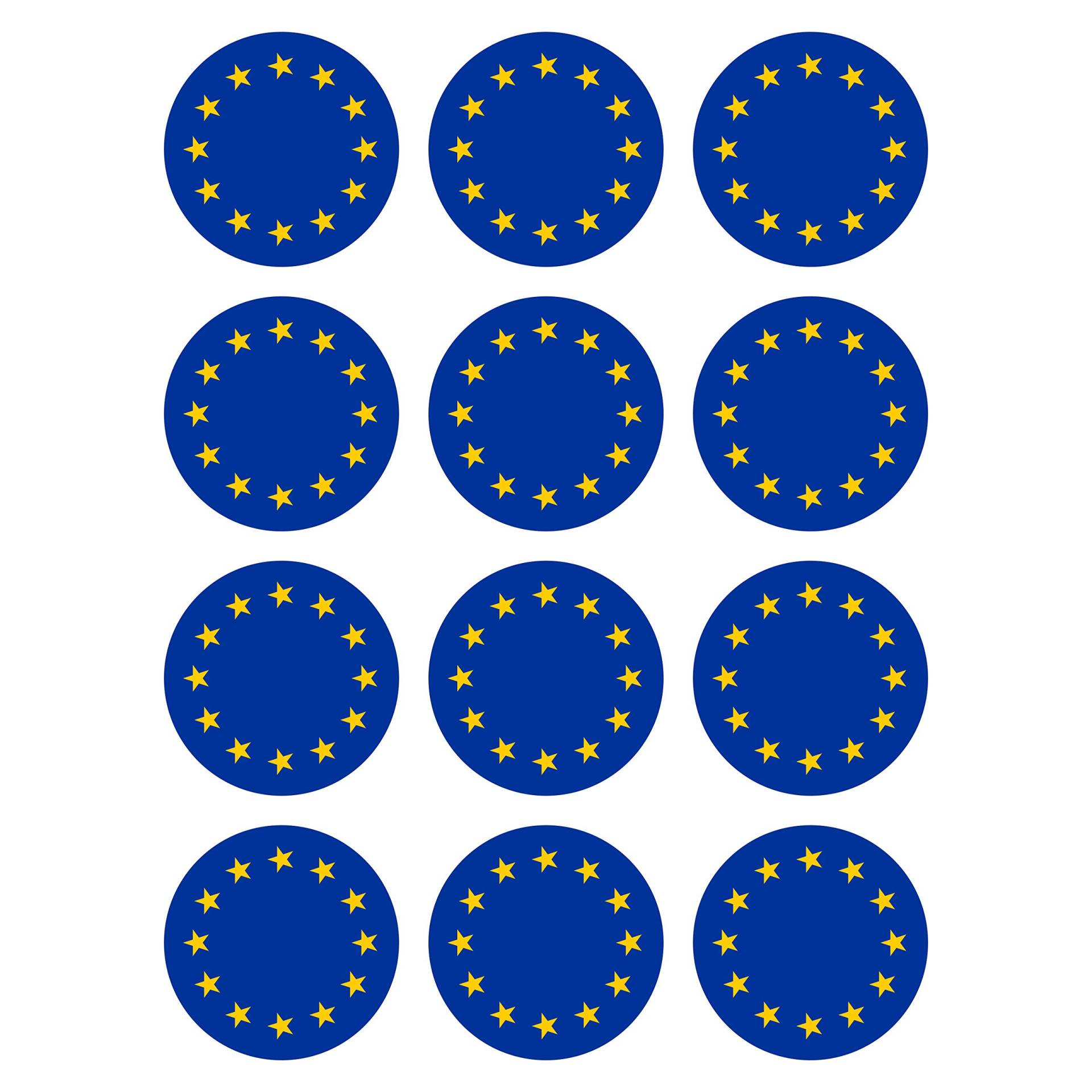 Generisch 12 Stück Aufkleber EU Flagge Rund 4 cm | Europa | Europäische Union | wetterfest & UV Schutz | Set von Generisch