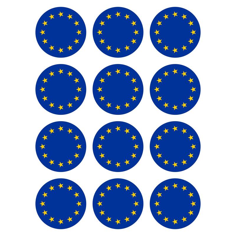 Generisch 12 Stück Aufkleber EU Flagge Rund 4 cm | Europa | Europäische Union | wetterfest & UV Schutz | Set von Generisch