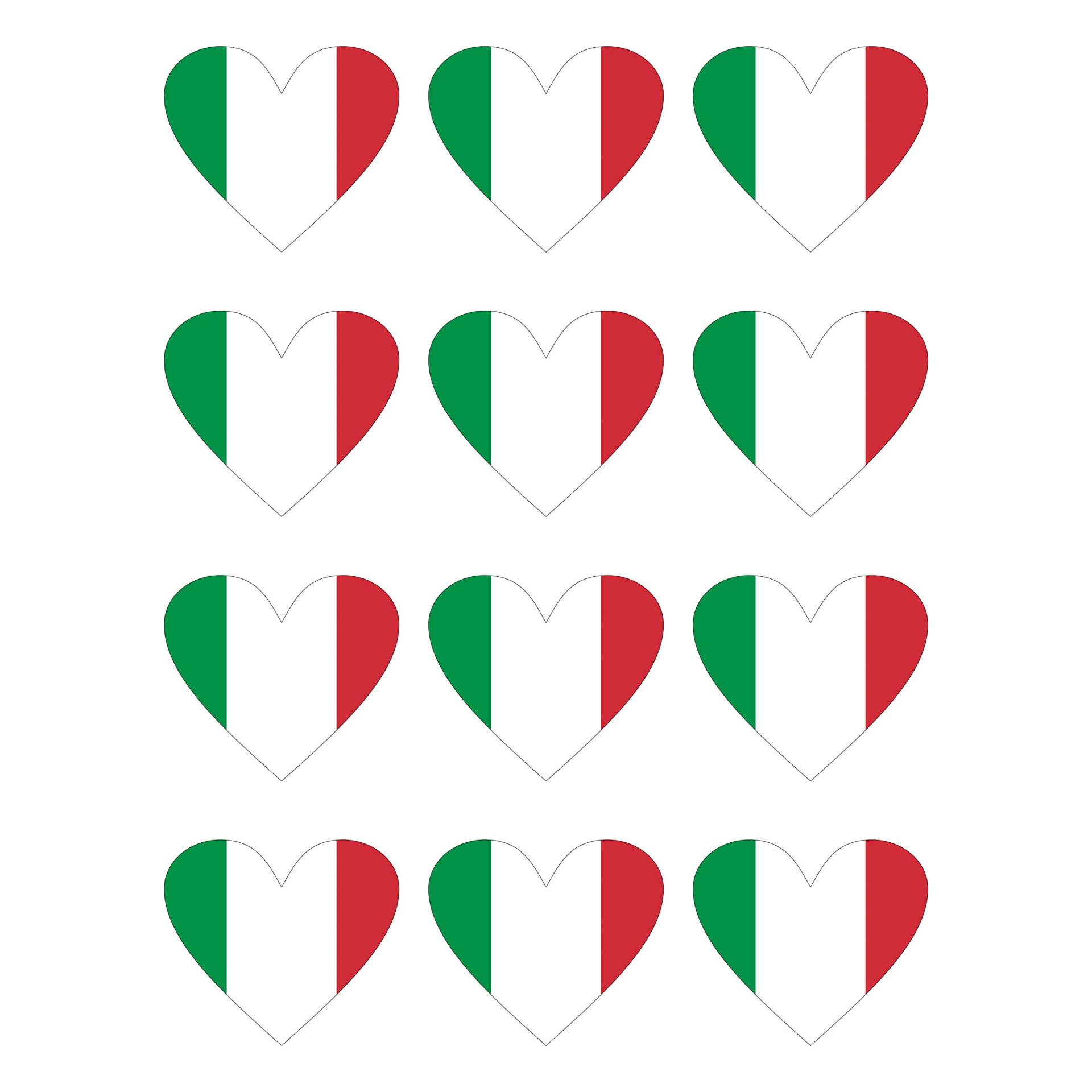 Generisch 12 Stück Aufkleber Italien Herz | wetterfest & UV Schutz | Set Italy Generisch 12 Stück Aufkleber Italien Herz | wetterfest & UV Schutz | Set Italy von PGONA