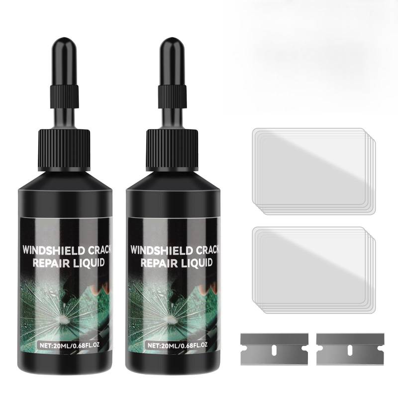 Generisch 2 Stück Steinschlag Reparaturset Windschutzscheibe, 2025 Neu Windschutzscheibe Reparaturset Glas Reparatur Set Windshield Crack Repair Kit für Reparatur Rissen, Löchern, Rissen von Generisch