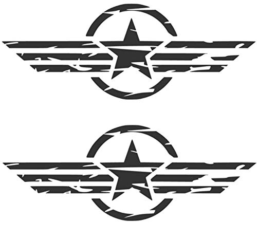 generisch 2X US Army Retro Star Stern Aufkleber Amerika USA Aufkleber Retro Aufkleber Autoaufkleber 283/15 (schwarz Glanz, 30cm Länge) von Homry