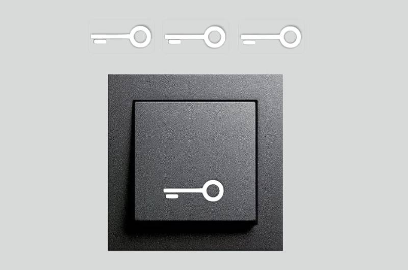 Generisch 3 Stück Schalter Aufkleber Schlüssel Symbol Schalteraufkleber (RT 87/5) (3,5 x 1,8 cm) von Generisch