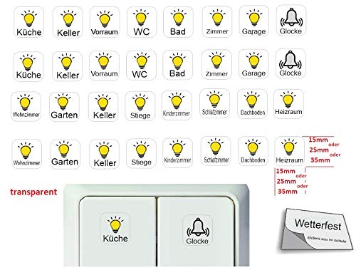 Generisch 32 Stück Schalter Aufkleber Beschriftung Schalteraufkleber, Abziebild (R32/2) t (2,5 cm Länge) von Generisch