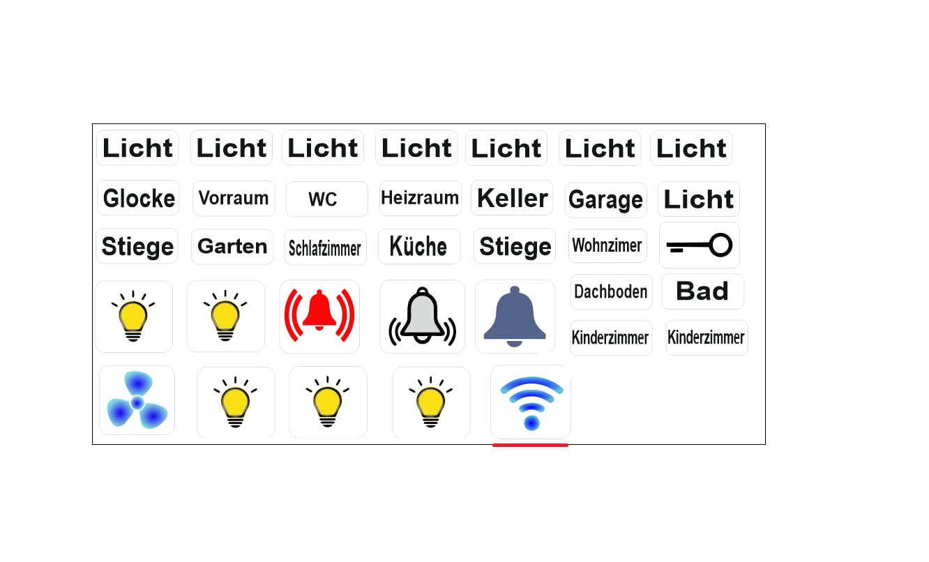 Generisch 35 Stück Schalter Aufkleber Set Licht Schalteraufkleber Schalter Sticker (R15/2) (25mm große Aufkleber) von Generisch