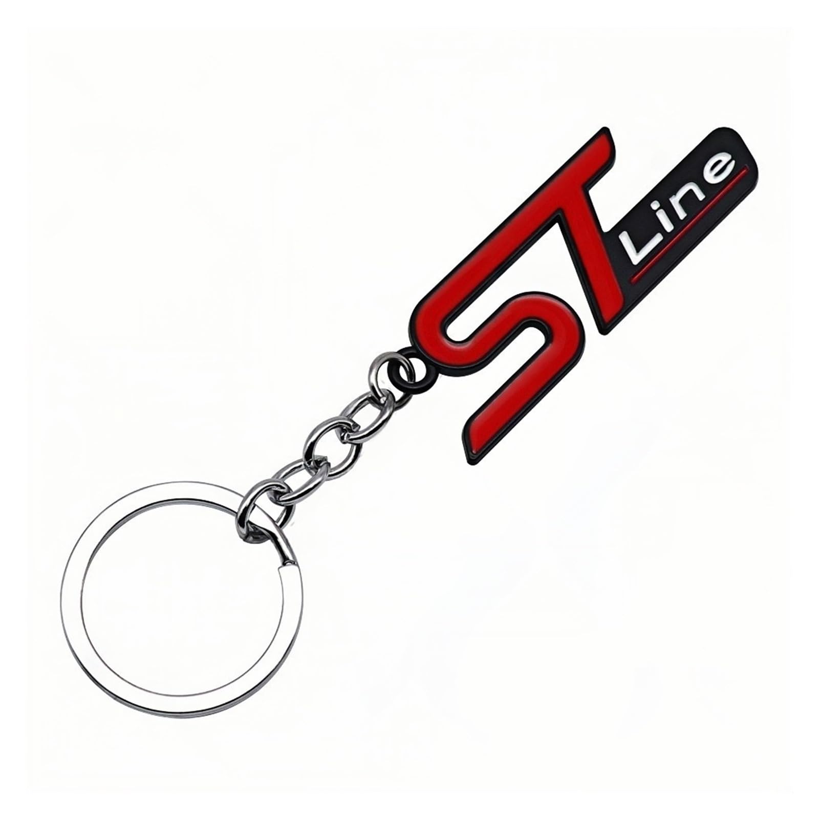 Generisch 3D-Metall-Schlüsselanhänger mit ST-Line-Emblem, kompatibel mit Fiesta Kuga Escape Vignale(Black Red) von Generisch