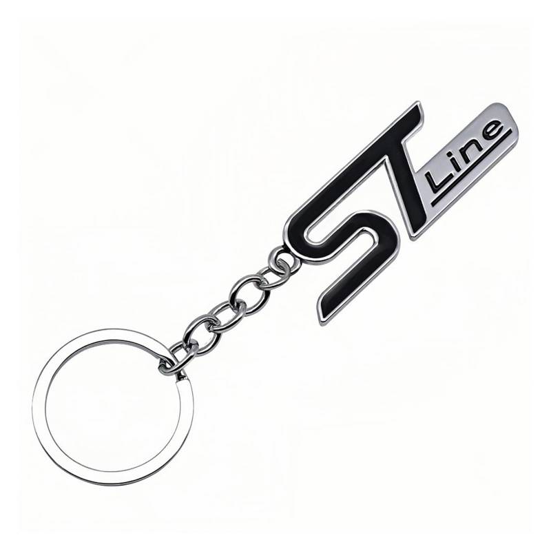 Generisch 3D-Metall-Schlüsselanhänger mit ST-Line-Emblem, kompatibel mit Fiesta Kuga Escape Vignale(Silver Black) von Generisch