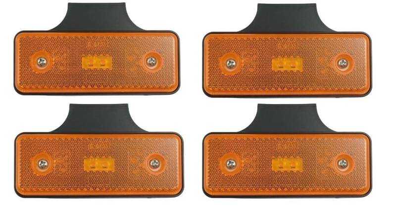 Generisch 4 x LED Seitenmarkierungsleuchten Positionleuchten LKW PKW Wohnwagen Wohnmobil Orange Galben Reflektor Links Rechts mit kabel E9 12v 24v von Generisch