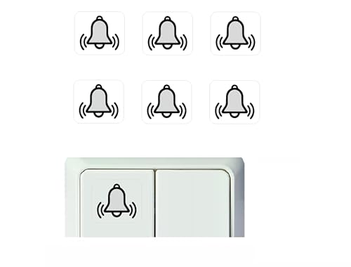 6 Stück Schalter Aufkleber Set Glocke Klingel Symbol Schalteraufkleber Schalter Sticker (R23/8) (35x35mm) von QOWRKRQ