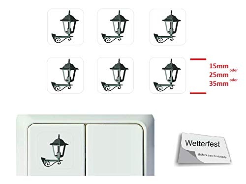 Generisch 6 Stück Schalter Aufkleber Set Laternen Schalteraufkleber Schalter Sticker (R23/7) (15 x 15 mm) von Generisch