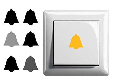 Generisch 6X Glocken Klingel Aufkleber Schalteraufkleber Schalter Sticker (246/6/3) (Farbauswahl AUS Farbtabelle, 2,5 x 2,5 cm) von Generisch