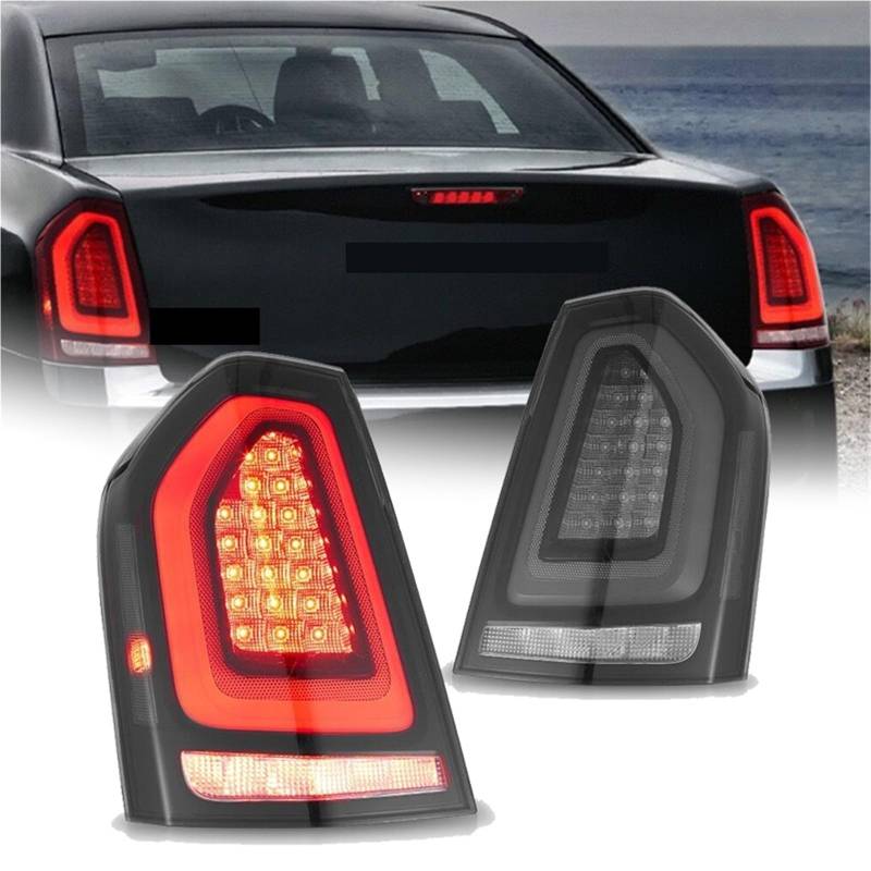 Generisch Auto-Rücklicht Für Chrysler 300C 2011 2012 2013 2014 Bremse Lauf Fahren für Rückfahrscheinwerfer Hinten Rückleuchten Montage(2PCS Smoke) von Generisch