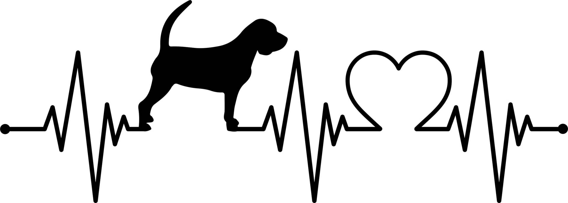 Generisch Autoaufkleber Aufkleber Herzschlag Liebe EKG Deko Sticker selbstklebend schwarz Breite 28cm Motiv: Beagle Hund 01 von Generisch