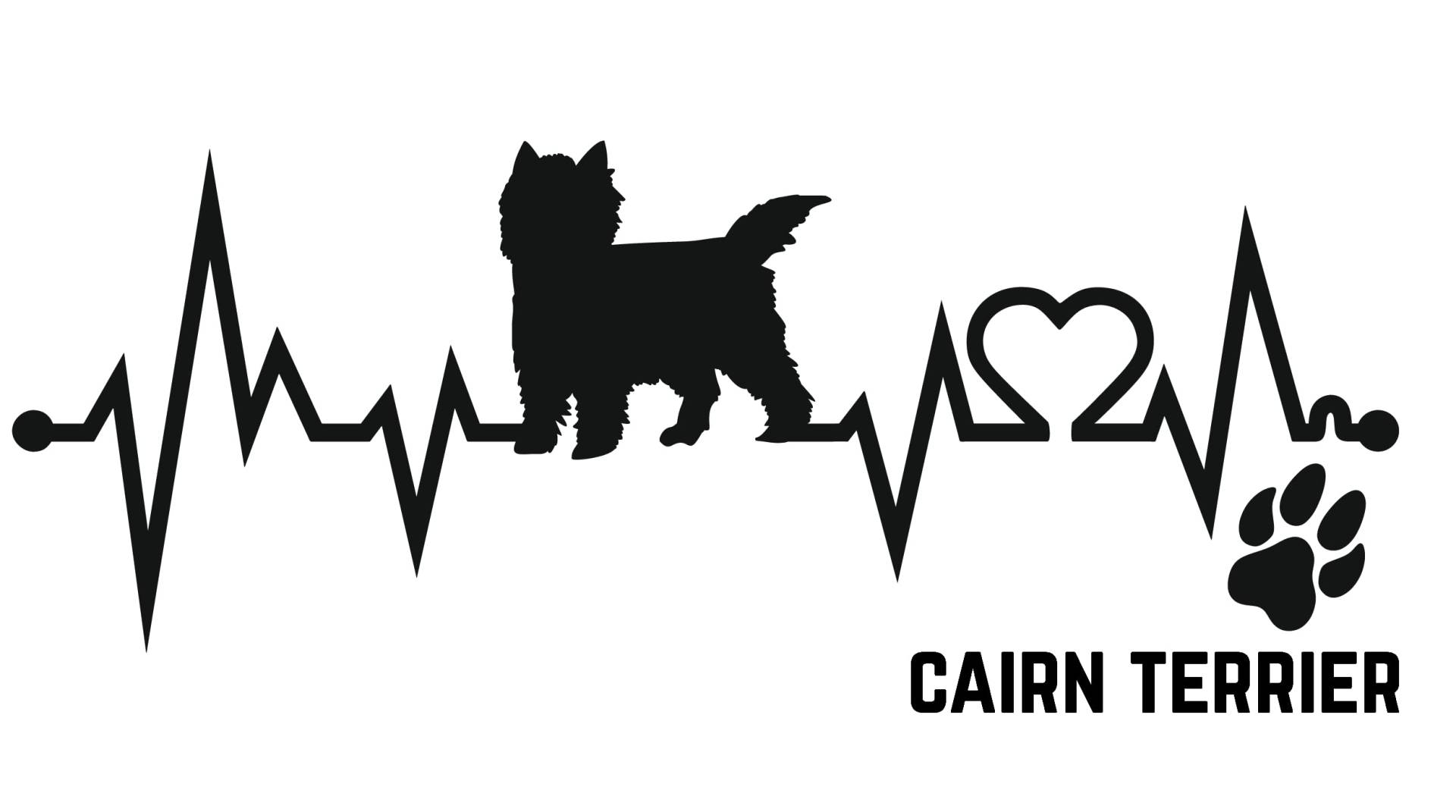 Generisch Autoaufkleber Aufkleber Herzschlag Liebe EKG Deko Sticker selbstklebend schwarz Breite 28cm Motiv: Hund Cairn Terrier 01 von Generisch