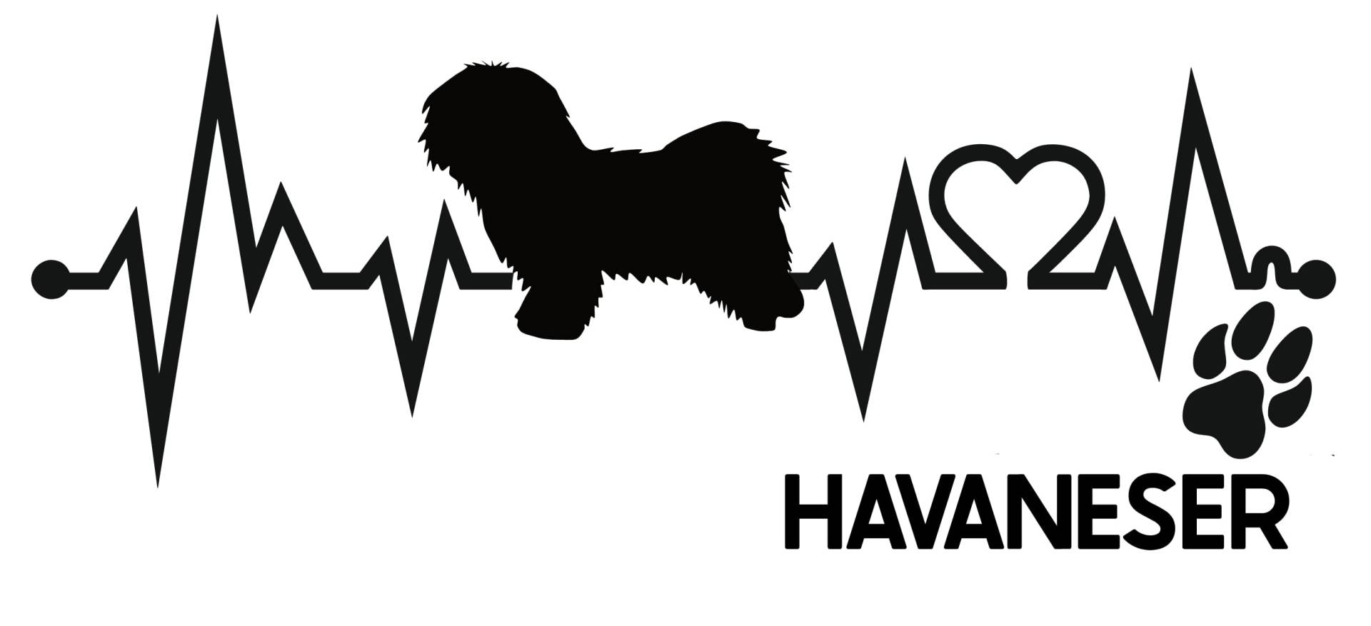 Generisch Autoaufkleber Aufkleber Herzschlag Liebe EKG Deko Sticker selbstklebend schwarz Breite 28cm Motiv: Hund Havaneser - 01 von Generisch