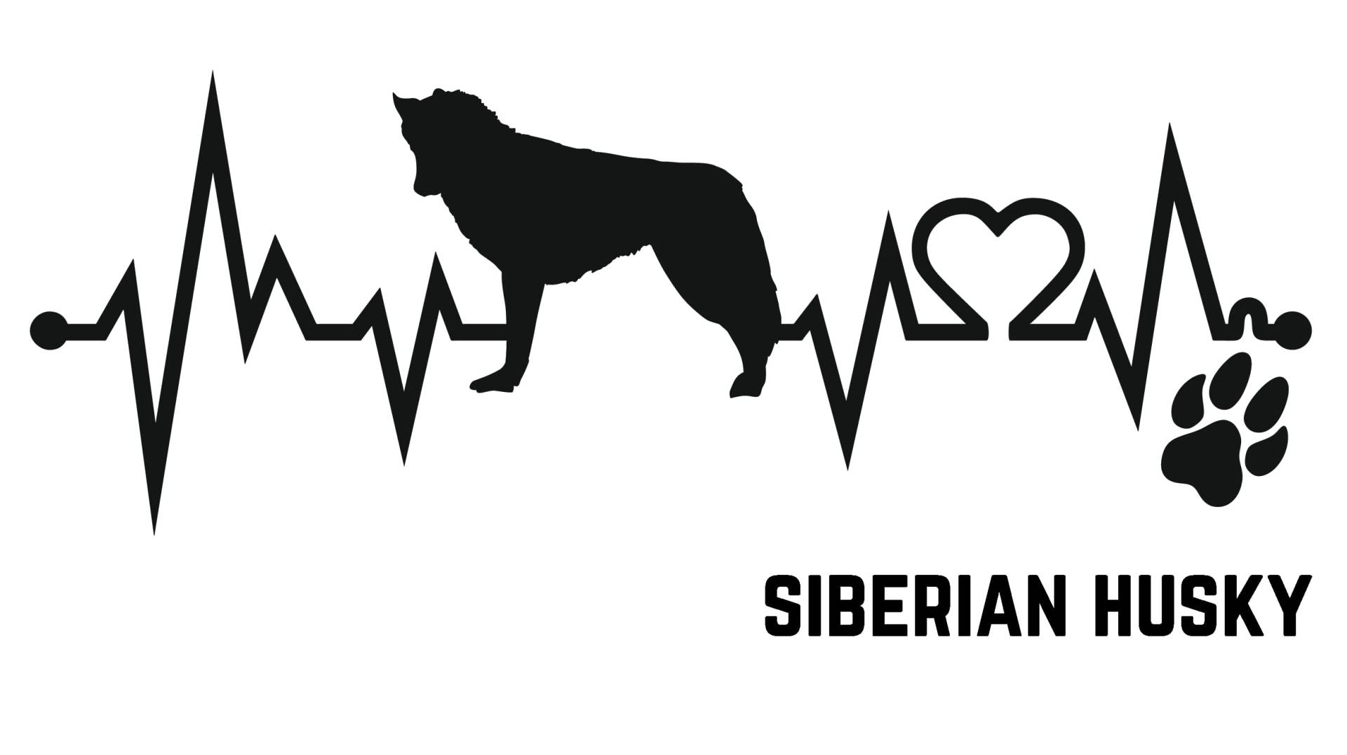 Generisch Autoaufkleber Aufkleber Herzschlag Liebe EKG Deko Sticker selbstklebend schwarz Breite 28cm Motiv: Siberian Husky 01 von Generisch