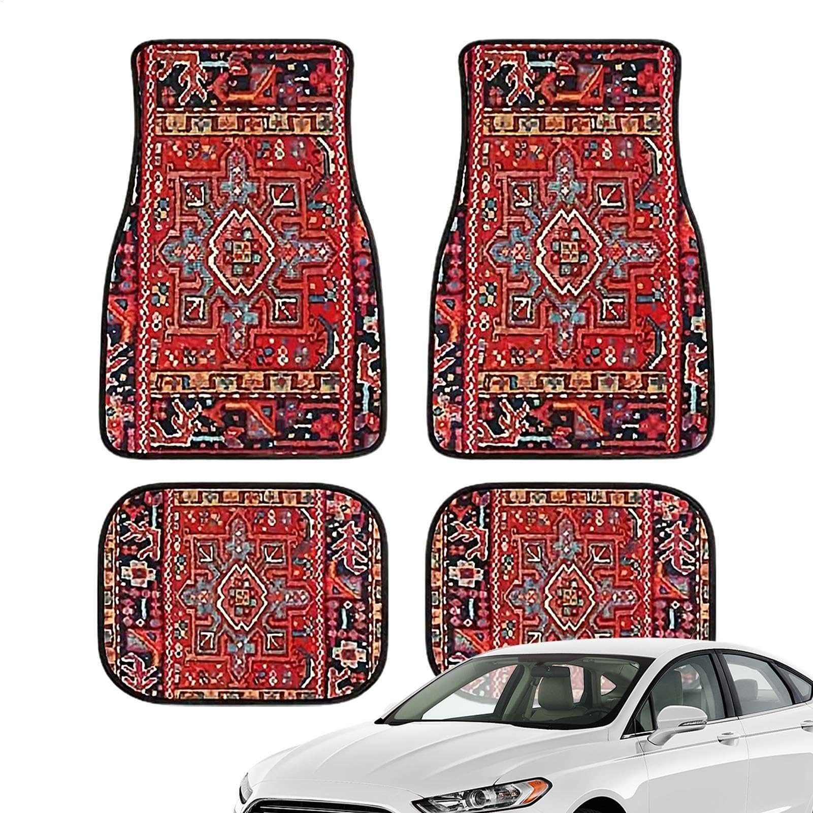Generisch Bohemian Auto-Fußmatten | 4 Stück Boho-Autodekor – robuste Teppiche, Boho-Autozubehör, rutschfest, Retro, schützt vor Schnee, Schlamm Generisch Bohemian Auto-Fußmatten | 4 Stück Boho-Autodekor – robuste Teppiche, Boho-Autozubehör, rutschfest, Retro, schützt vor Schnee, Schlamm von Generisch