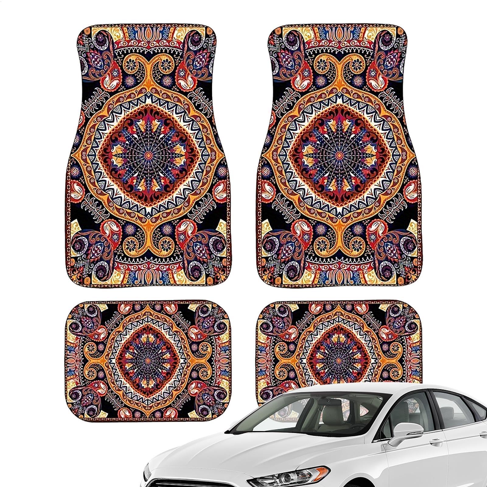 Generisch Bohemian-Automatten, 4-teiliges Auto-Vorder- und Heckmatten-Komplettset | Robuste Teppiche, Boho-Autozubehör, rutschfest, Retro, schützt vor Schnee, Schlamm Generisch Bohemian-Automatten, 4-teiliges Auto-Vorder- und Heckmatten-Komplettset | Robuste Teppiche, Boho-Autozubehör, rutschfest, Retro, schützt vor Schnee, Schlamm von Generisch