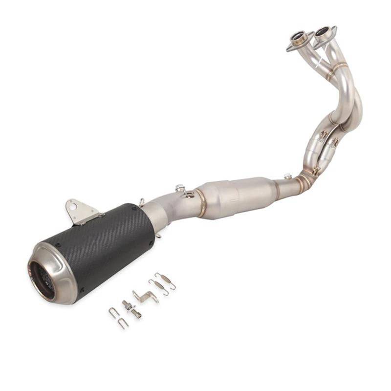 Generisch Endrohr Komplette Auspuffanlage Motorrad-Kopfrohr Carbonfaser Schwarz Schalldämpfer Für Kawasaki Z650 Für Ninja 650 2023-2025(Style 1) von Generisch
