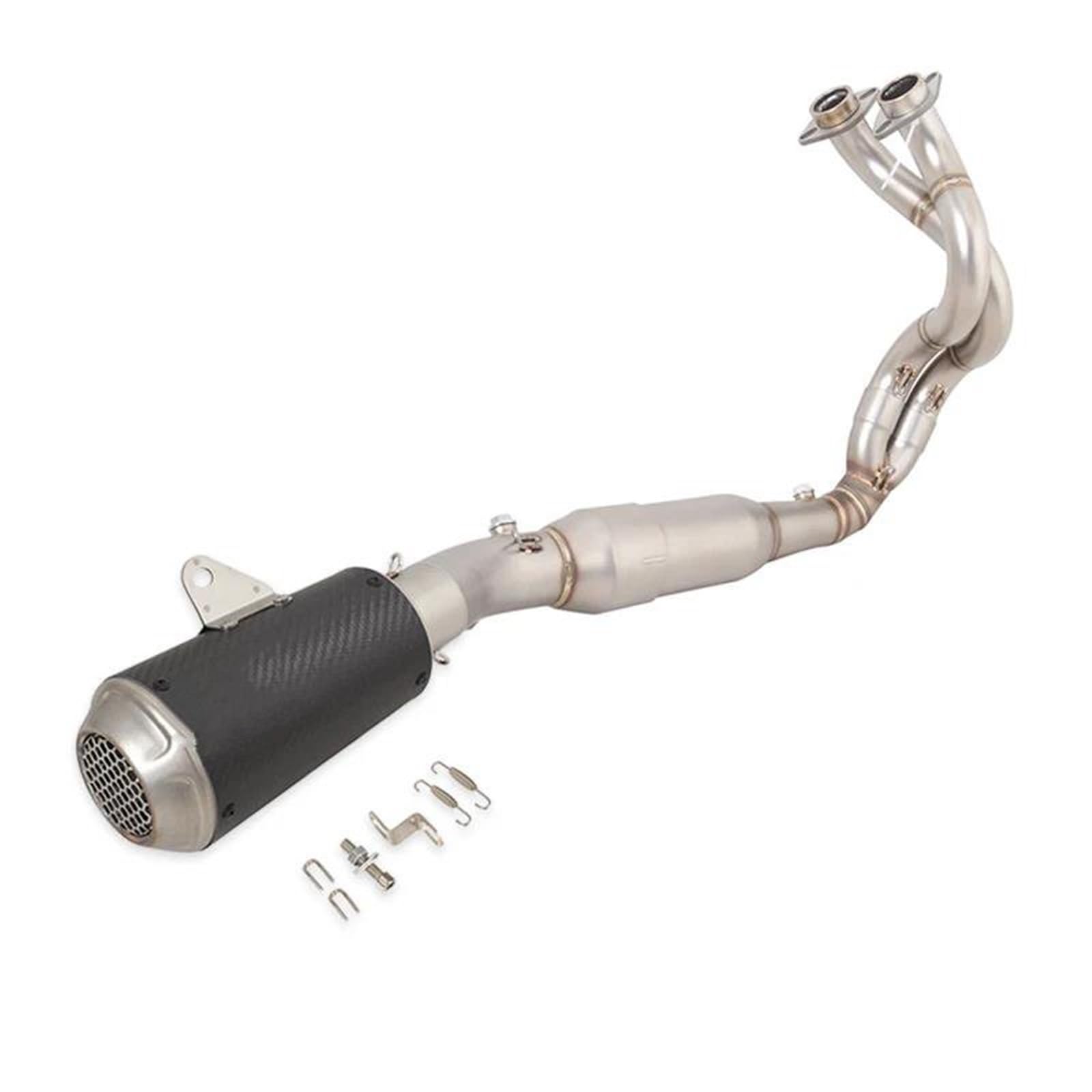 Generisch Endrohr Komplette Auspuffanlage Motorrad-Kopfrohr Carbonfaser Schwarz Schalldämpfer Für Kawasaki Z650 Für Ninja 650 2023-2025(Style 2) von Generisch