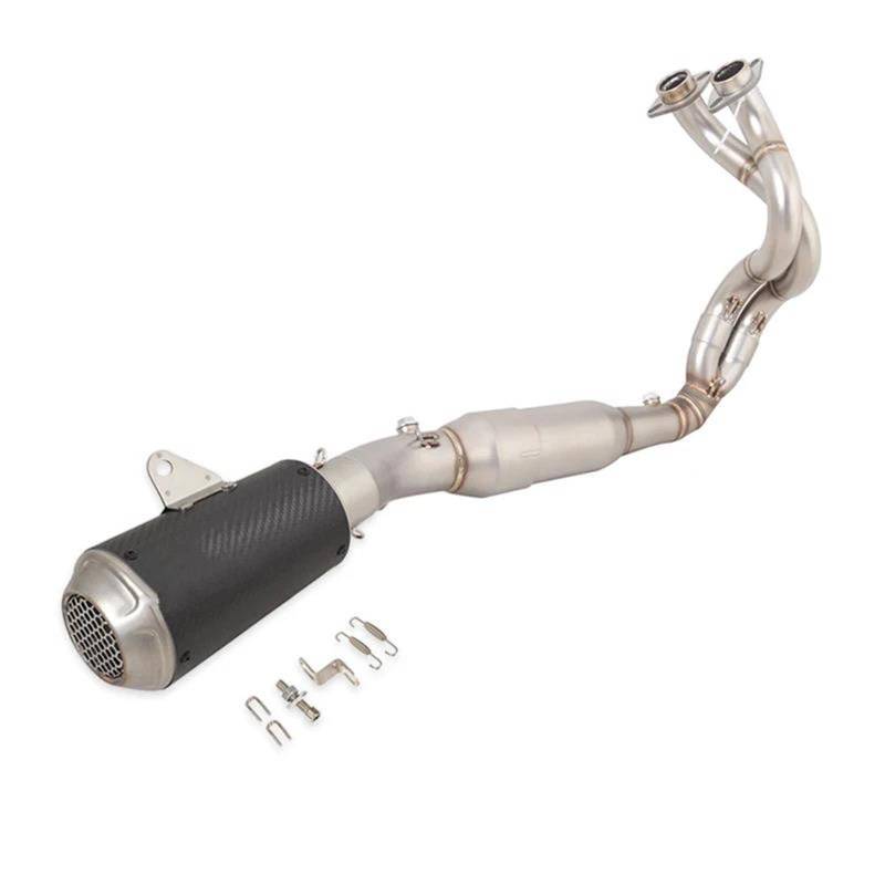 Generisch Endrohr Komplette Auspuffanlage Motorrad-Kopfrohr Carbonfaser Schwarz Schalldämpfer Für Kawasaki Z650 Für Ninja 650 2023-2025(Style 2) von Generisch