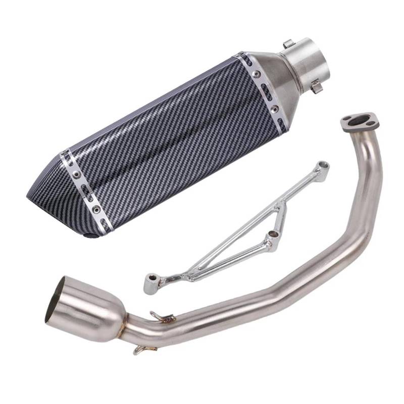 Generisch Endrohr Motorrad-Auspuff-Modifikationsschalldämpfer-Komplettsystem Mit Vorderer Pleuelstange Für Y&amaha GY6-125 GY6-150 GY6 125CC 150CC(Style 1) von Generisch