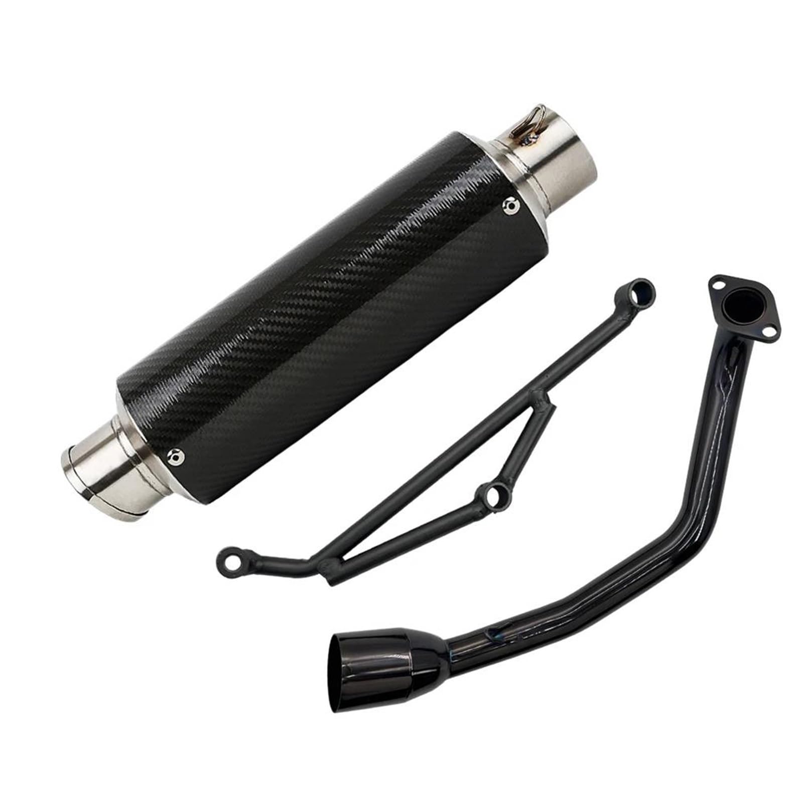 Generisch Endrohr Motorrad-Auspuff-Modifikationsschalldämpfer-Komplettsystem Mit Vorderer Pleuelstange Für Y&amaha GY6-125 GY6-150 GY6 125CC 150CC(Style 2) von Generisch