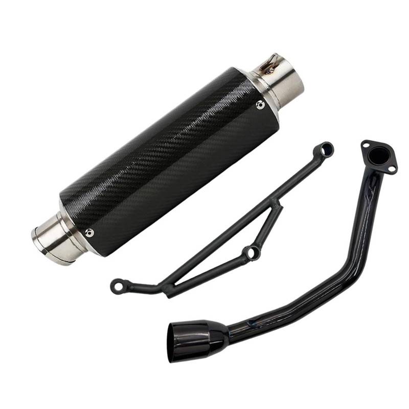 Generisch Endrohr Motorrad-Auspuff-Modifikationsschalldämpfer-Komplettsystem Mit Vorderer Pleuelstange Für Y&amaha GY6-125 GY6-150 GY6 125CC 150CC(Style 2) von Generisch
