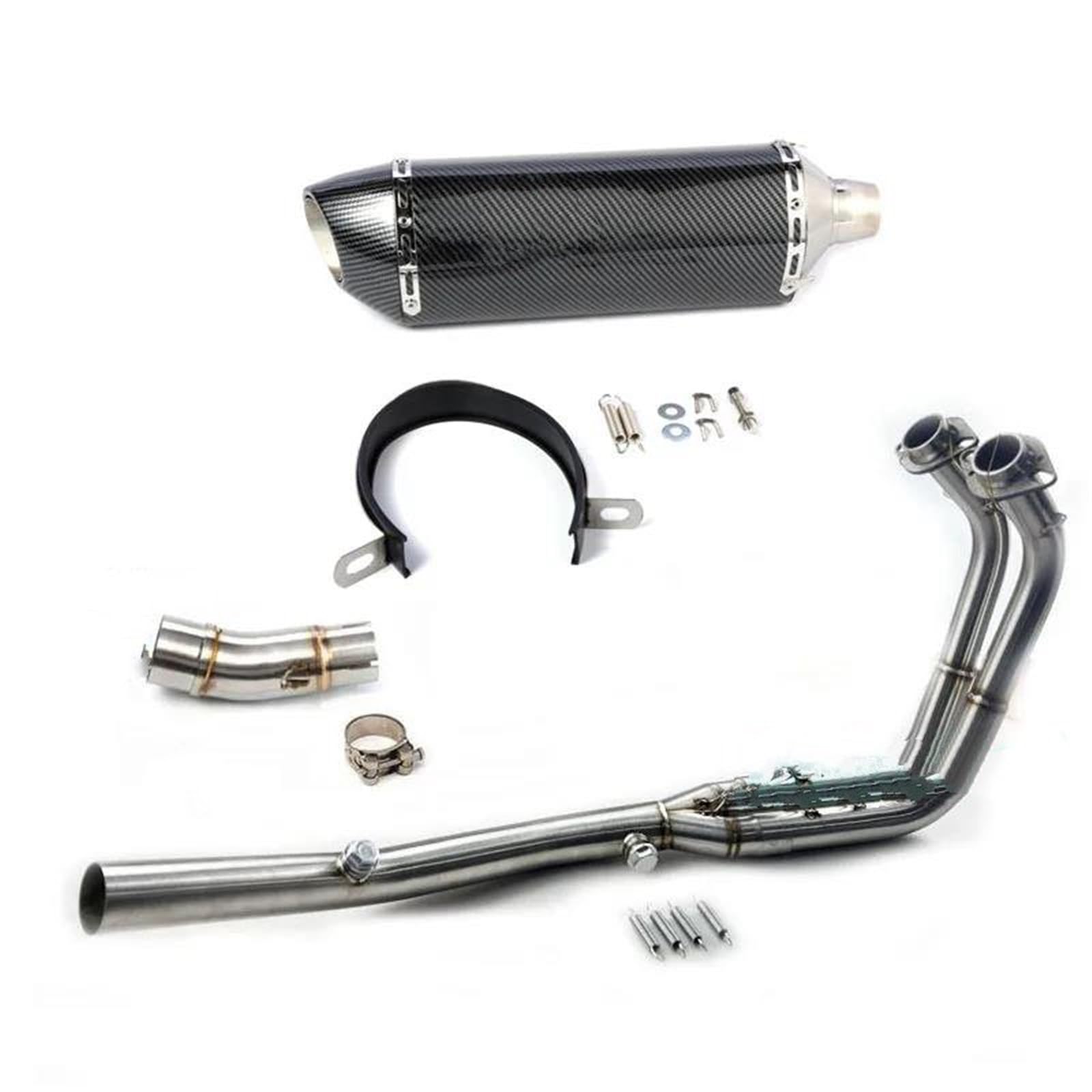 Generisch Endrohr Slip-on-Auspuffrohr Komplettes System Motorrad-Schalldämpfer-Verbindungsrohr Passend Für Kawasaki Z400 Für Ninja400 2023(Style 1) von Generisch