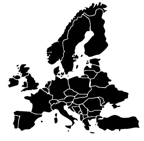Generisch Europa Karten Aufkleber in 30x30cm, 40x40cm, 50x50cm, 60x60cm Europakarte für Wohnwagen Wohnmobil Wandtattoo (43/7) (schwarz Glanz, 40x40cm) von Generisch