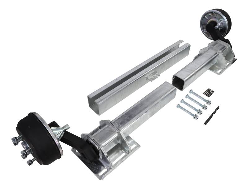 Generisch Flexi-Achse 1400kg SB14 Auflage verstellbar variabel Auflage 800-1400mm 5 x 112 gebremst Anhänger von Generisch