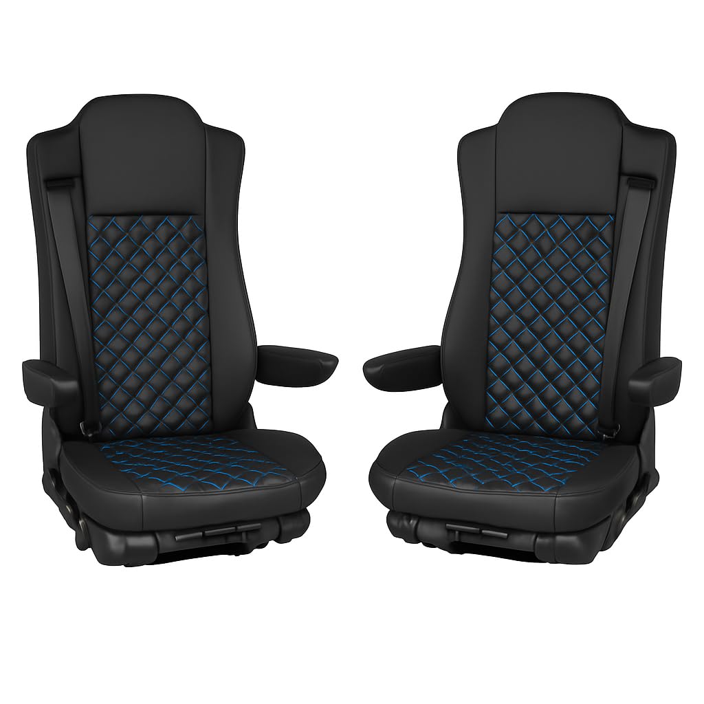 Generisch Sitzbezüge Set für Mercedes Actros MP4 MP5 (Schwarz mit blauen Nähten) von Generisch
