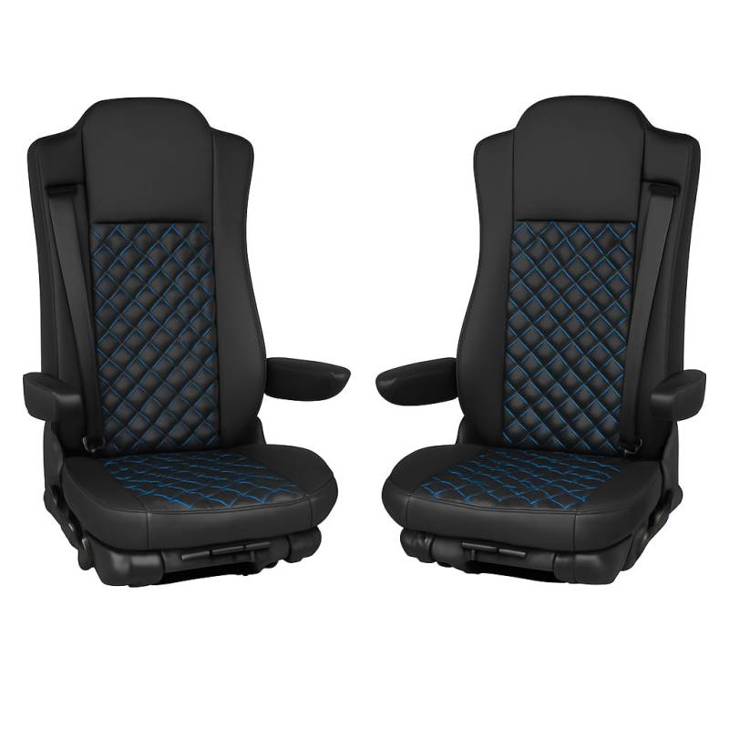Generisch Sitzbezüge Set für Mercedes Actros MP4 MP5 (Schwarz mit blauen Nähten) von Generisch