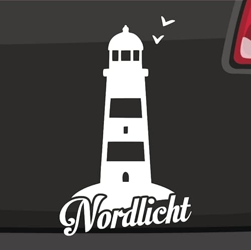 Generisch Leuchtturm Nordlicht Aufkleber Sticker Moin Moin Sylt Urlaub Strand See 29x17,5cm Farbe: Weiß von Generisch