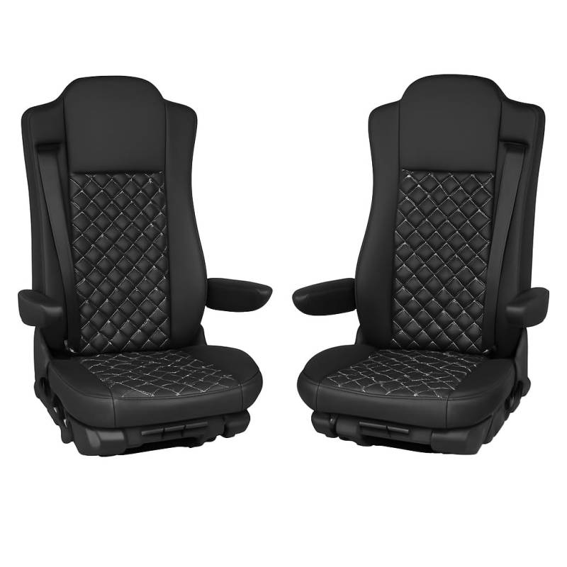 Generisch Sitzbezüge Set für Mercedes Actros MP4 MP5 (Schwarz mit weißgrauen Nähten) von Generisch