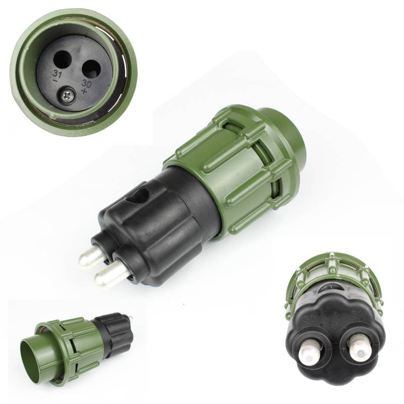 Generisch NATO Stecker 2 Polig 35mm² inkl.Kontaktbuchse mit Kontaktstift Olivgrün 24V VG96917 von Generisch