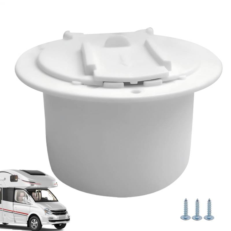 Generisch RV-Steckerabdeckung, RV-Steckdosenabdeckung | Weißer RV-Elektrokabel-Lukendeckel | RV-Kabeldurchführung mit Schrauben, RV-abgedeckte Netzkabelklappe, rundes Zubehör für unterwegs von Generisch
