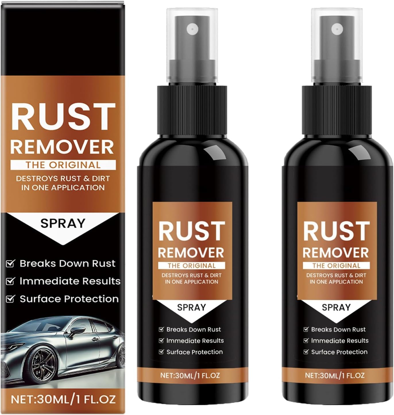Generisch Rostlöser-Spray, Autokratzer-Entferner, Rostlöser für Metall, Eisenfleckenreiniger für Verschiedene Oberflächen, Hochleistungs-Rostlöser für Metall, Werkzeuge, Autos, Ketten (2PC) von Generisch