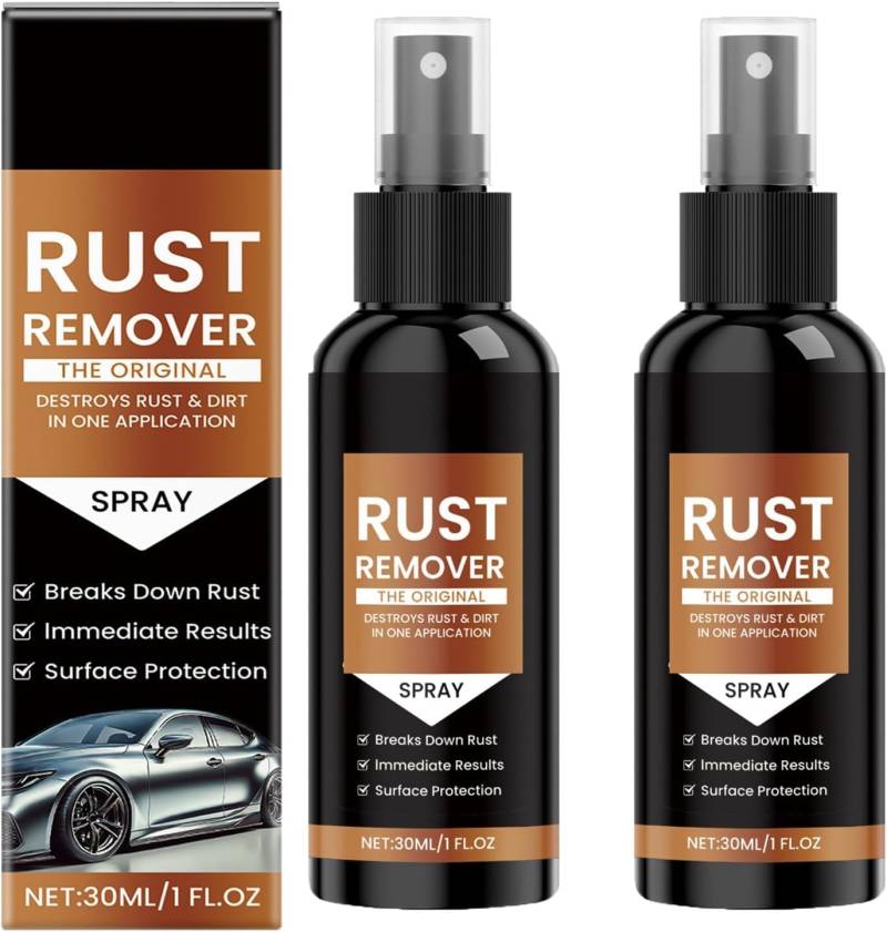 Generisch Rostlöser-Spray, Autokratzer-Entferner, Rostlöser für Metall, Eisenfleckenreiniger für Verschiedene Oberflächen, Hochleistungs-Rostlöser für Metall, Werkzeuge, Autos, Ketten (2PC) von Generisch