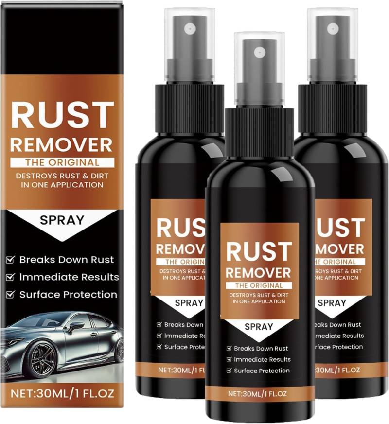 Generisch Rostlöser-Spray, Autokratzer-Entferner, Rostlöser für Metall, Eisenfleckenreiniger für Verschiedene Oberflächen, Hochleistungs-Rostlöser für Metall, Werkzeuge, Autos, Ketten (3PC) von Generisch