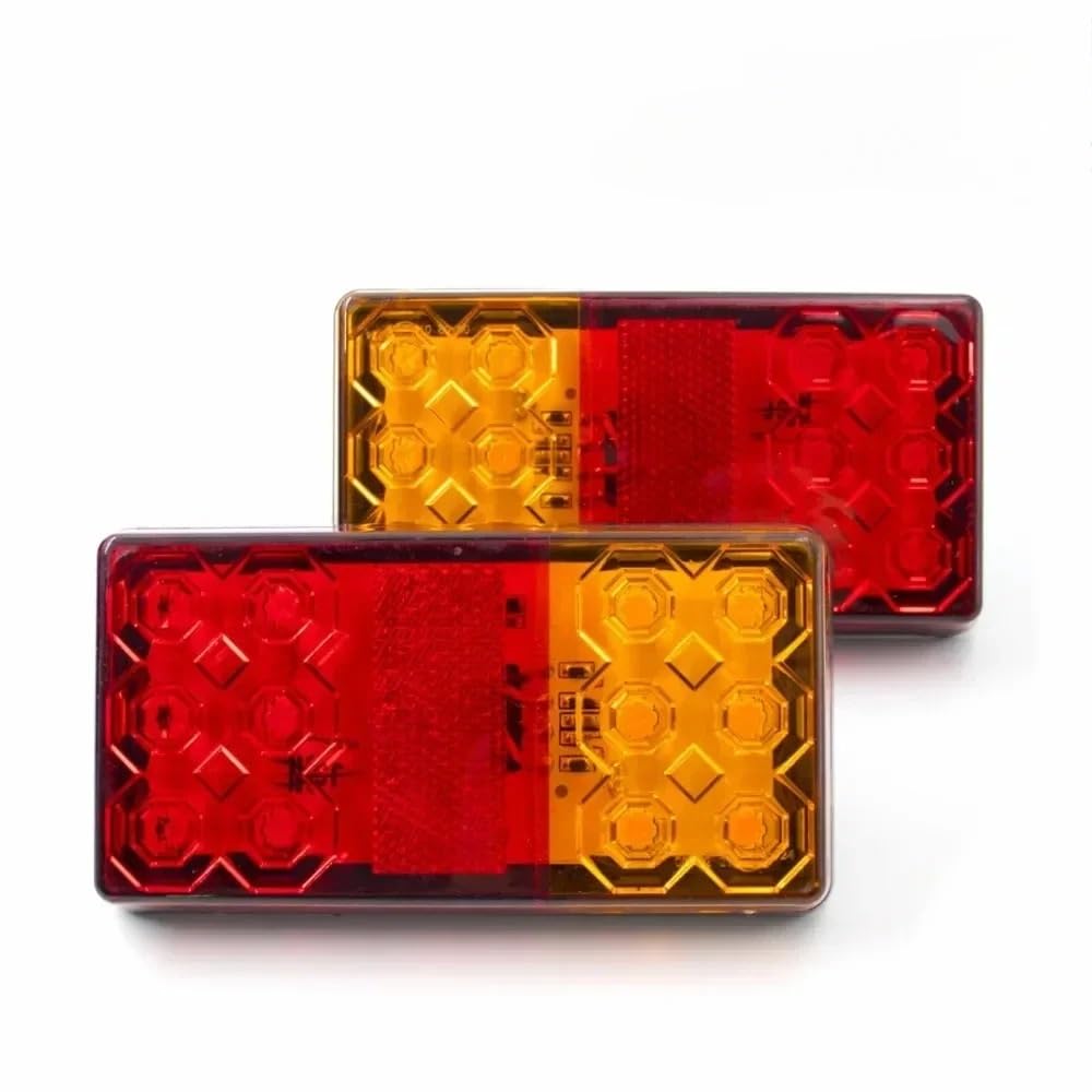 Generisch Rücklichtbaugruppen 2x wasserdichtes Rücklicht Blinker hinten für Signal Nebelschlussleuchte Kennzeichenleuchte 12 V 24 V Autoanhänger für LKW Boot LKW Van Wohnmobil Lampe(Rot) von Generisch